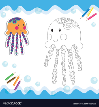 Coloring book jellyfish vector image Coloring book jellyfish vector image