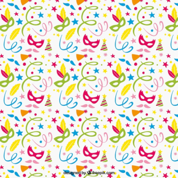 Colourful masks and confetti pattern Colourful masks and confetti pattern