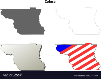 Colusa County California outline map set vector image Colusa County California outline map set vector image