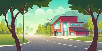 Comfortable dwelling in clean place outside the town cartoon Free Vector Comfortable dwelling in clean place outside the town cartoon Free Vector