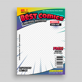 Comic book cover magazine front page layout Free Vector Comic book cover magazine front page layout Free Vector