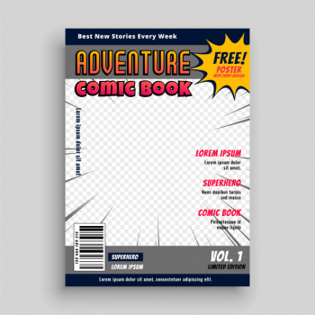 Comic book magazine cover template Free Vector Comic book magazine cover template Free Vector