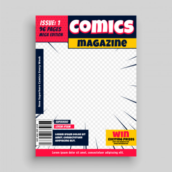 Comic magazine book front page template Free Vector Comic magazine book front page template Free Vector