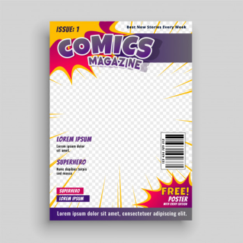 Comic magazine cover template design Comic magazine cover template design