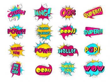 Comic Speech Bubbles Set, Vintage Style Comic Speech Bubbles Set, Vintage Style