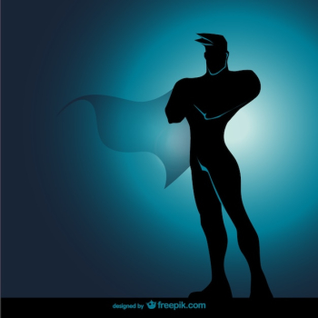 Comic superhero standing silhouette Comic superhero standing silhouette