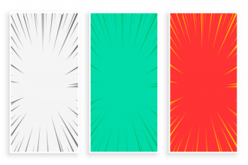 Comic zoom lines banner set Free Vector