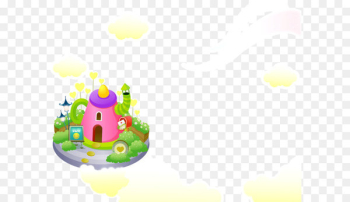 Comics Illustration - Pink house on the cloud Comics Illustration - Pink house on the cloud