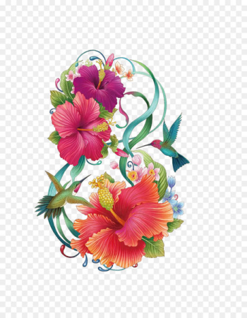 Common Hibiscus Flower Color Painting - Hand painted hibiscus flower 