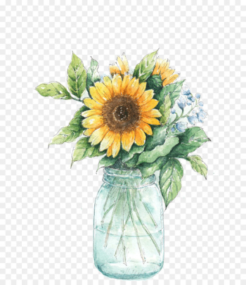 Common sunflower Vase Painting - sunflower Common sunflower Vase Painting - sunflower