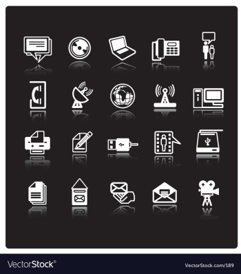 Communication icons black and white vector image Communication icons black and white vector image