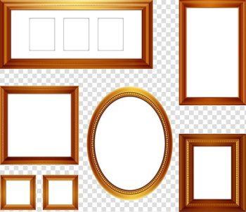 Computer graphics, collection of hand-painted gold frame frame transparent background PNG clipart