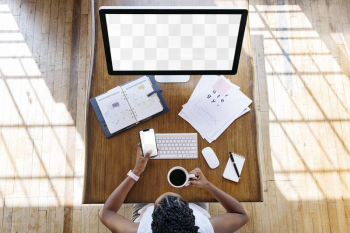 Computer screen png mockup, woman | Free PNG Mockup - rawpixel