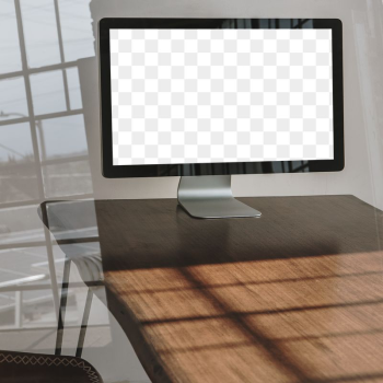 Computer screen png mockup, wooden | Free PNG Mockup - rawpixel