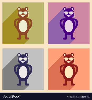 Concept flat icons with long shadow bear cartoon vector image Concept flat icons with long shadow bear cartoon vector image