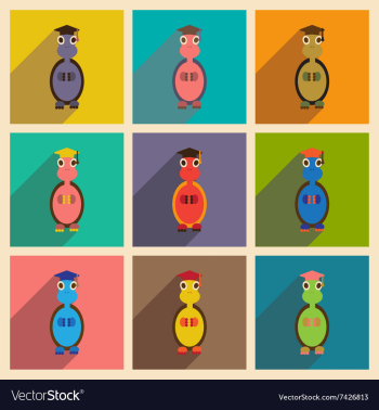 Concept flat icons with long shadow turtle cartoon vector image Concept flat icons with long shadow turtle cartoon vector image