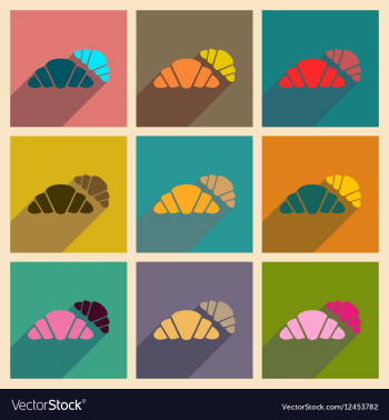 Concept of flat icons with long shadow croissants vector image Concept of flat icons with long shadow croissants vector image