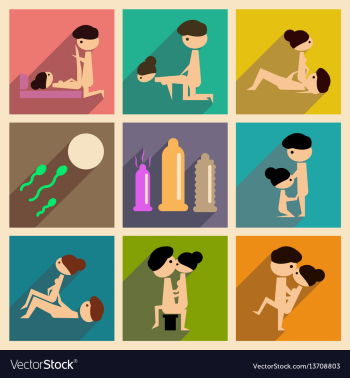 Concept of flat icons with long shadow sex vector image Concept of flat icons with long shadow sex vector image