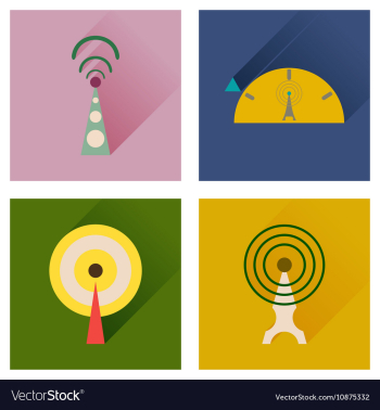 Concept of flat icons with long shadow Wi fi modem vector image