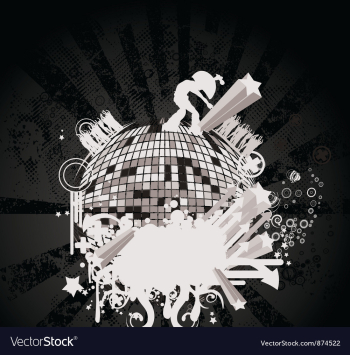 Concert poster with discoball vector image Concert poster with discoball vector image