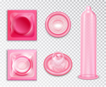 Condom realistic set Free Vector