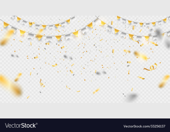 confetti elements falling on transparent