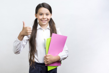 Confident hispanic schoolgirl with copybooks Free Photo Confident hispanic schoolgirl with copybooks Free Photo