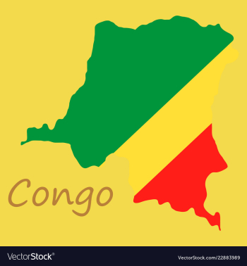 Congo map and flag in white background vector image Congo map and flag in white background vector image