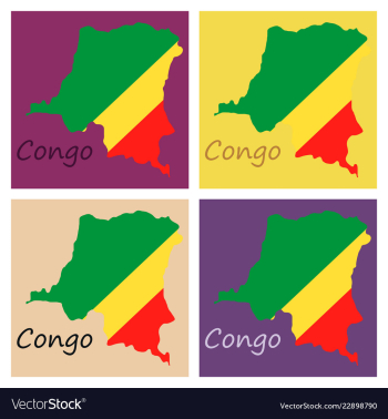 Congo map and flag in white background vector image Congo map and flag in white background vector image