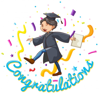 Congratulations card template with man holding degree