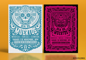 Conjunto de volantes con papel picado de Dia de Muertos Conjunto de volantes con papel picado de Dia de Muertos