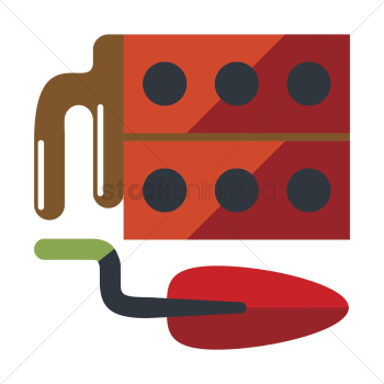 Construction bricks with a spade