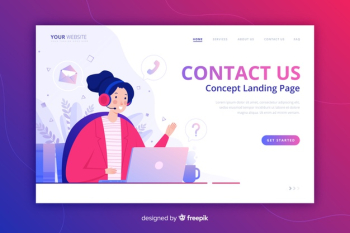 Contact us landing page flat style Free Vector Contact us landing page flat style Free Vector