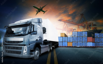 container truck ,ship in port and freight cargo plane in transpo container truck ,ship in port and freight cargo plane in transpo