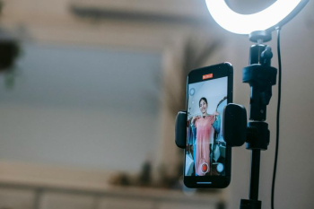 Content Creator Setup with Smartphone and Ring Light Content Creator Setup with Smartphone and Ring Light