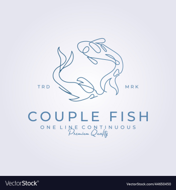 continuous line couple fish logo icon continuous line couple fish logo icon