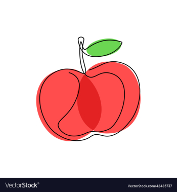 continuous line of red apple fruits concept continuous line of red apple fruits concept