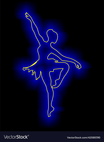 contour yellow drawing of a ballerina on a black contour yellow drawing of a ballerina on a black