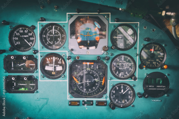 Control panel in a old ussr plane cockpit Control panel in a old ussr plane cockpit