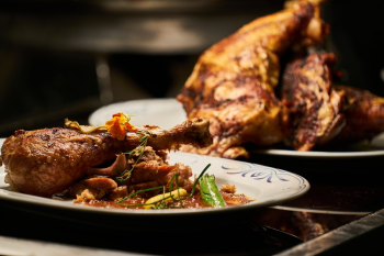 Cooked Chicken on White Plate Cooked Chicken on White Plate
