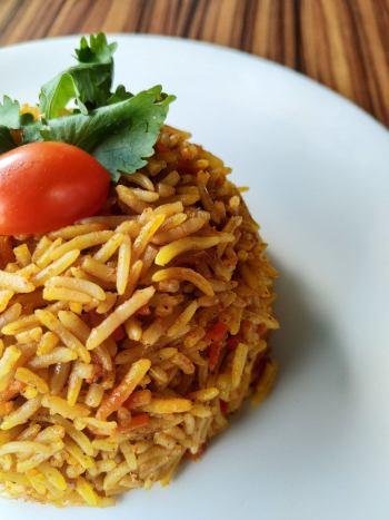 Cooked Rice Served on Plate Cooked Rice Served on Plate