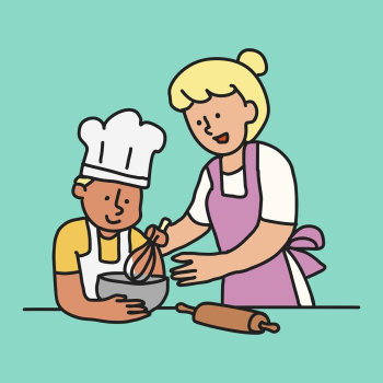 Cooking clipart, mother & son | Free PSD - rawpixel