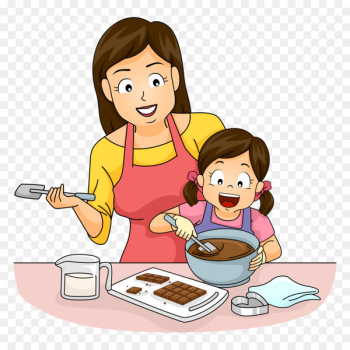 Cooking Mother Baking Clip art - Mother and daughter make chocolate 