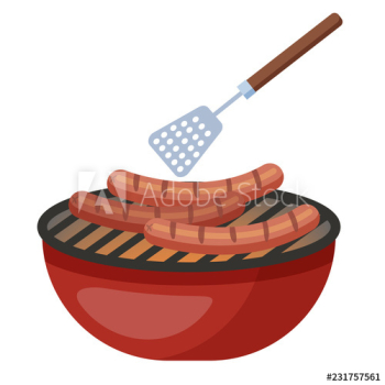 Cooking sausage on bbq or barbeque Cooking sausage on bbq or barbeque