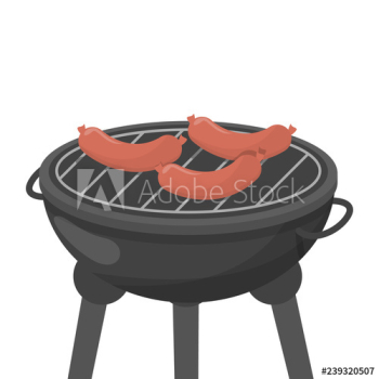 Cooking sausage on bbq or barbeque Cooking sausage on bbq or barbeque