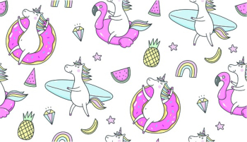 Cool summer stickers or patches with cute unicorn