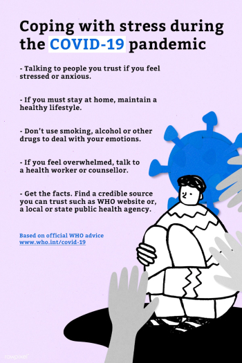 Coping with stress during the COVID-19 pandemic temlpate source WHO | Free  illustration - 2320855