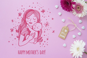 Copyspace  mockup with flat lay mothers day composition Free Psd