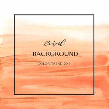 Coral color trendy seashell watercolor and gold gouache texture background Free Vector