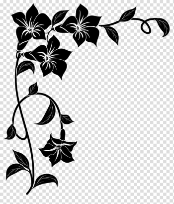 Corners , black floral frame transparent background PNG clipart